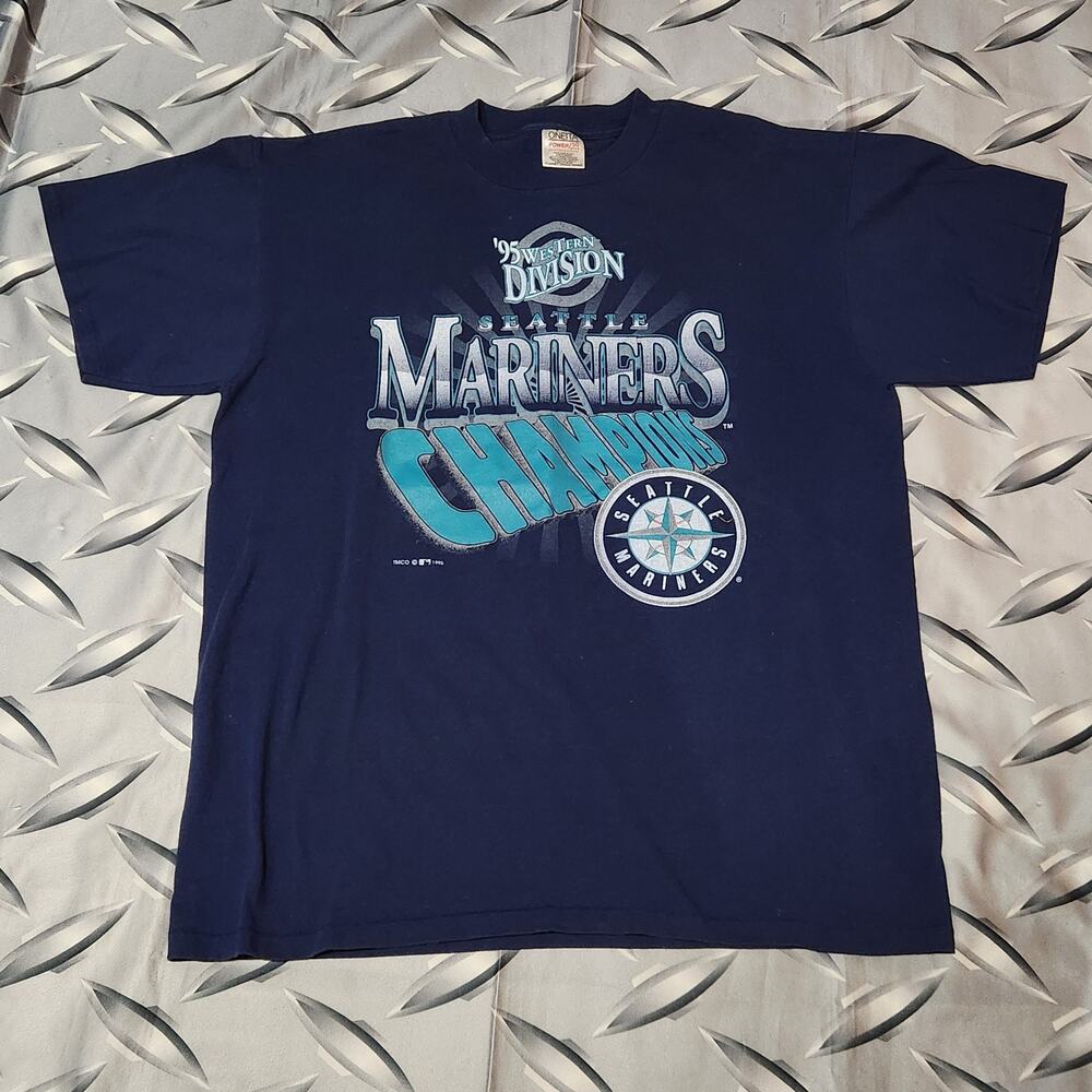 VTG 1995 Seattle Mariners AL West Champions T-Shirt Size XL Griffey Edgar